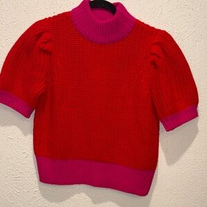 Sugarlips Red and Pink Cowl Neck Sweater